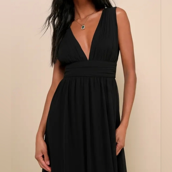 Lulus Women's Heavenly Hues Black Sleeveless Maxi Dress, Size MED - Picture 5 of 15